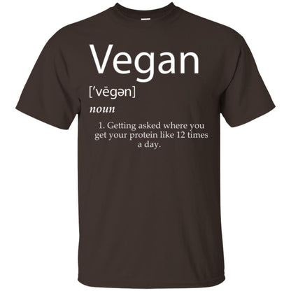 Vegan T-shirt Getting Asked Where You Get Your Protein Like 12 Times A Day Dark Chocolate