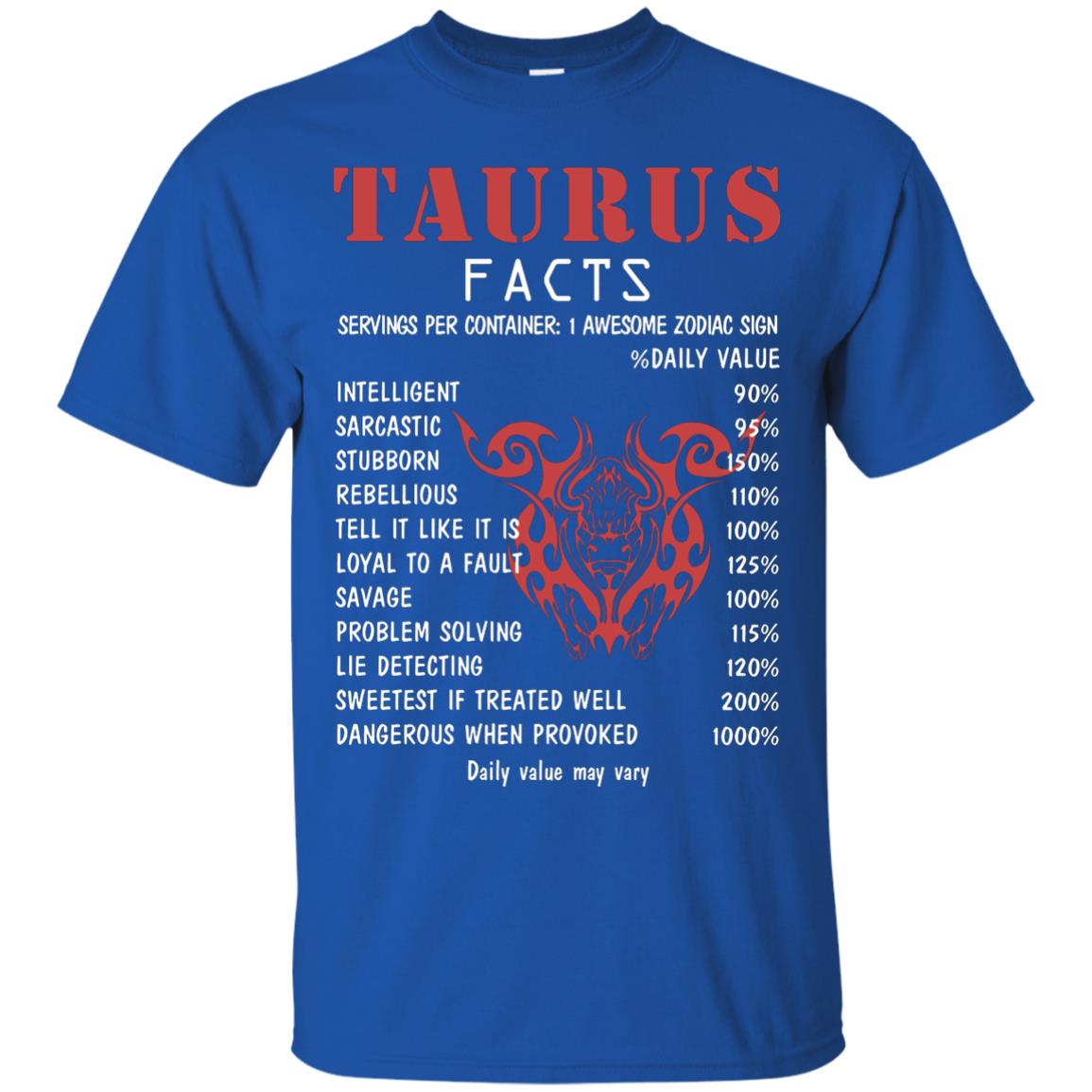 Taurus Facts 1 Awesome Zodiac Sign Gift Shirt For Taurus Horoscope Royal