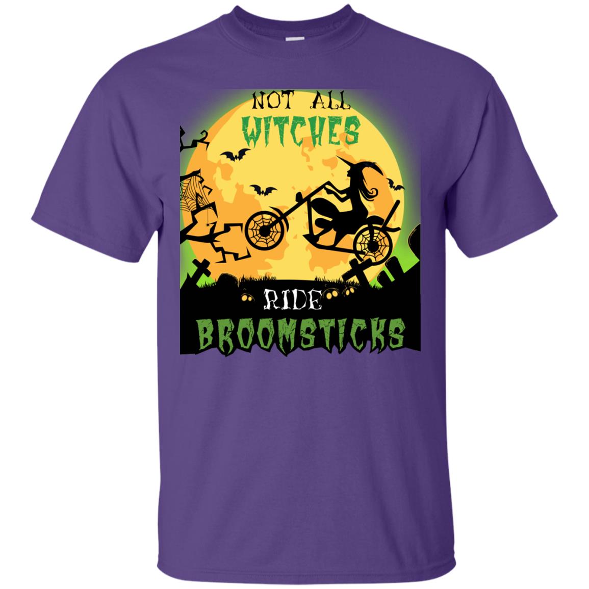 Not All Witches Ride Broomsticks Witches Ride A Motorcycle Funny Halloween Shirt Purple