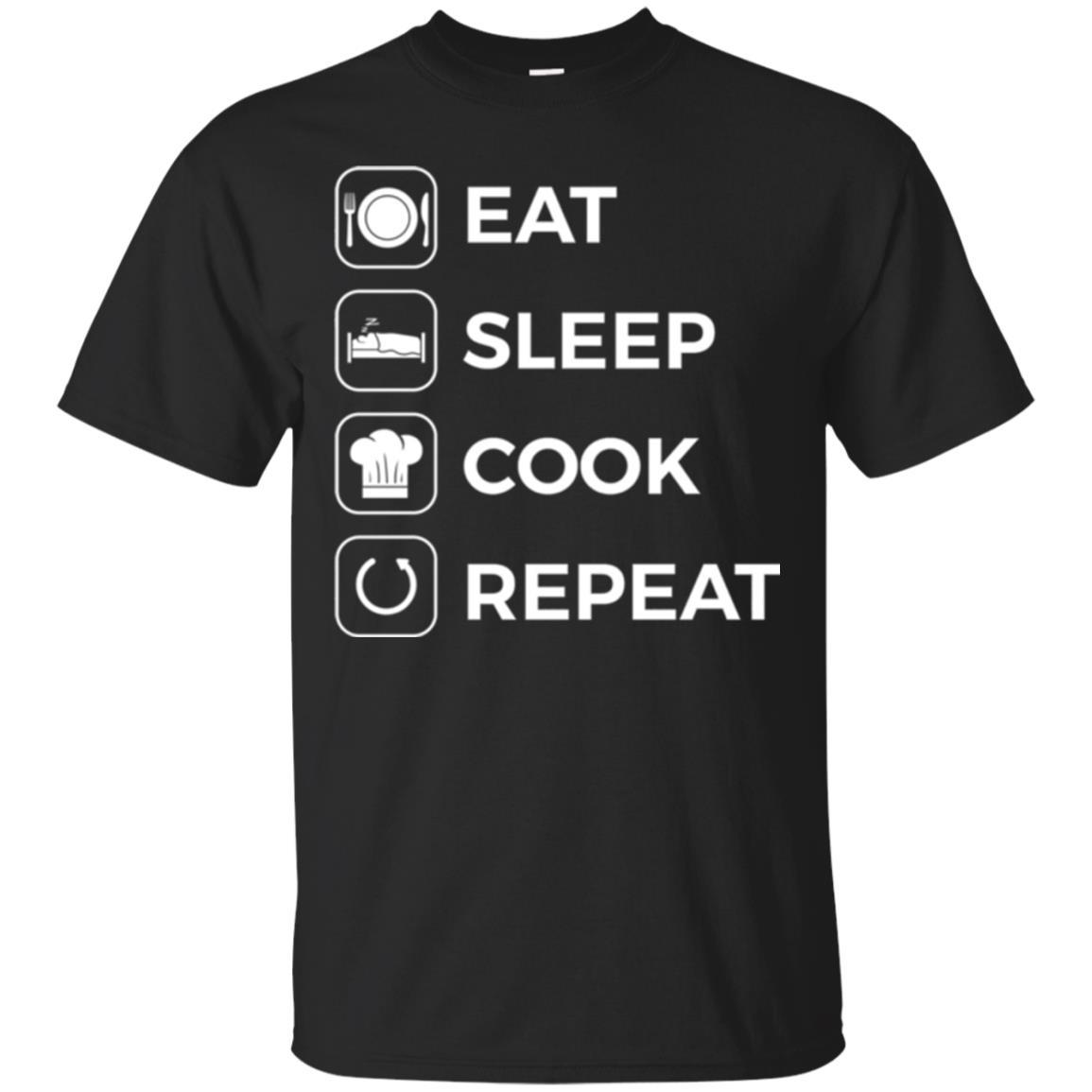 Chef T-shirt Eat Sleep Cook Repeat T-shirt Black
