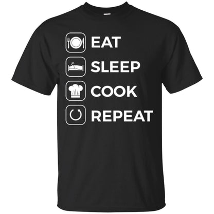 Chef T-shirt Eat Sleep Cook Repeat T-shirt Black