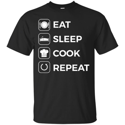 Chef T-shirt Eat Sleep Cook Repeat T-shirt Black