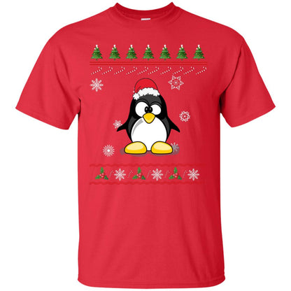 Penguin With Santa Hat Merry X-mas Ugly Christmas Gift Shirt For Mens Womens Kids Red
