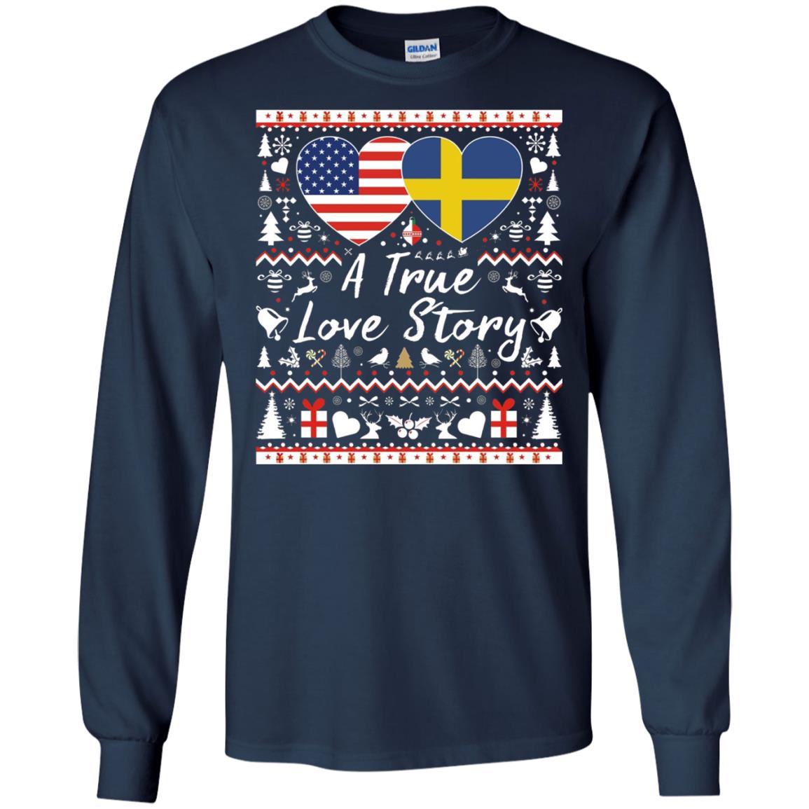 Christmas T-shirt American Swedish A True Love Story Navy