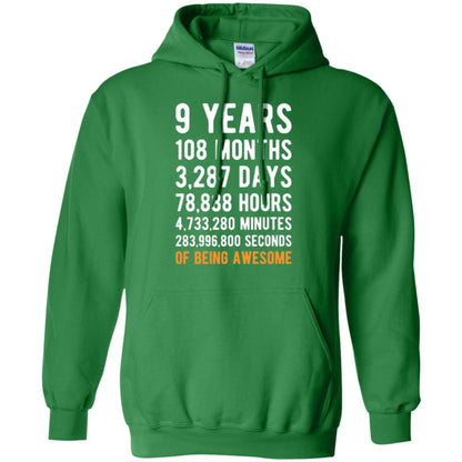 9th Birthday T-shirt 9 Years Old Being Awesome Irish Green