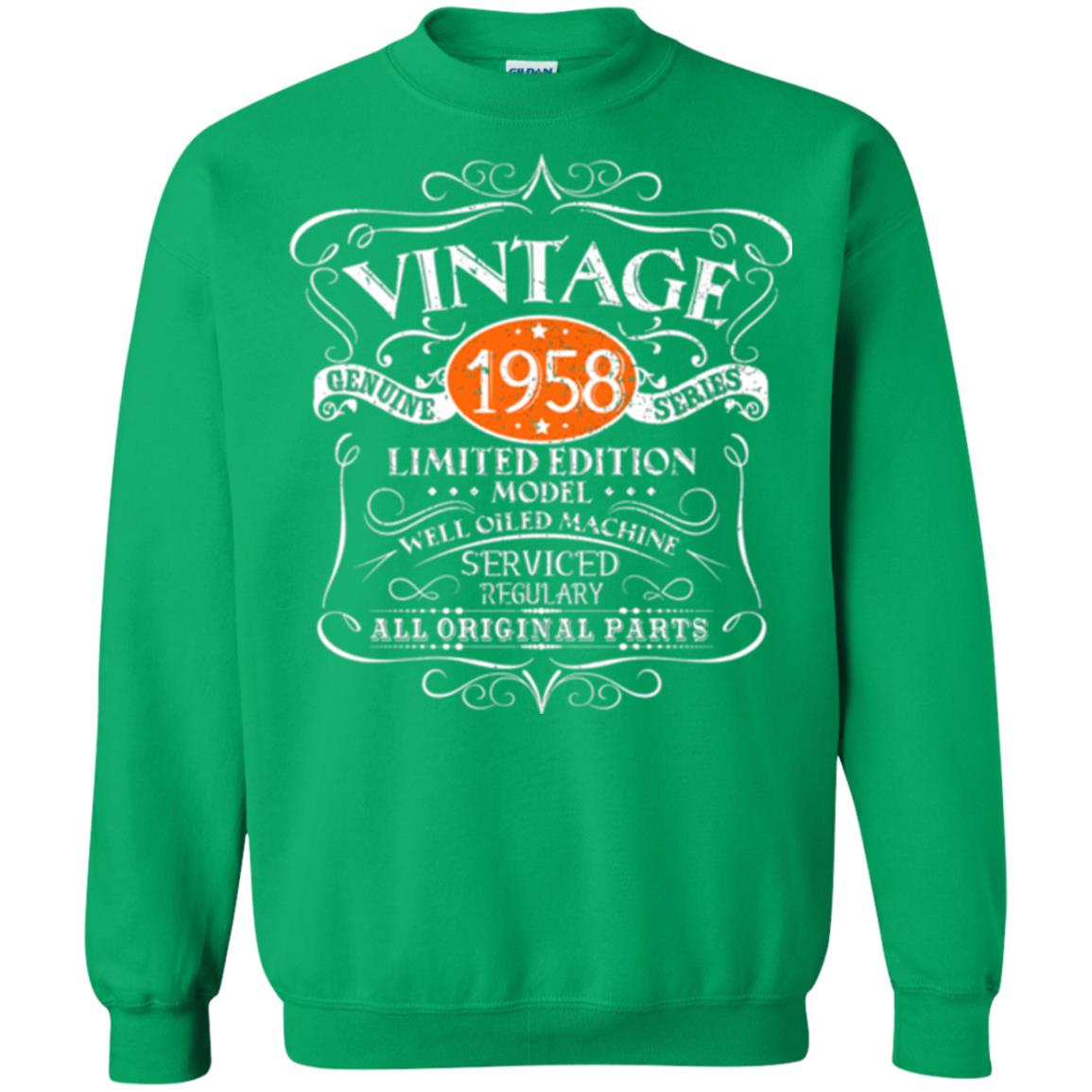 Vintage 60th Birthday T-shirt 1958 All Original Parts Irish Green