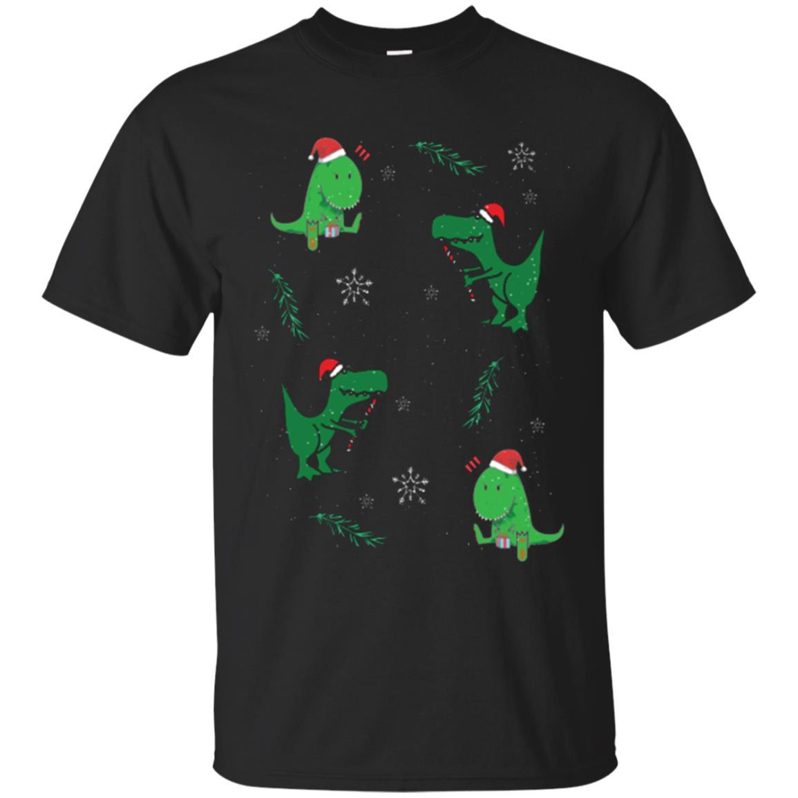 Funny Christmas T-shirt Merry Christmas Dinosaur Black