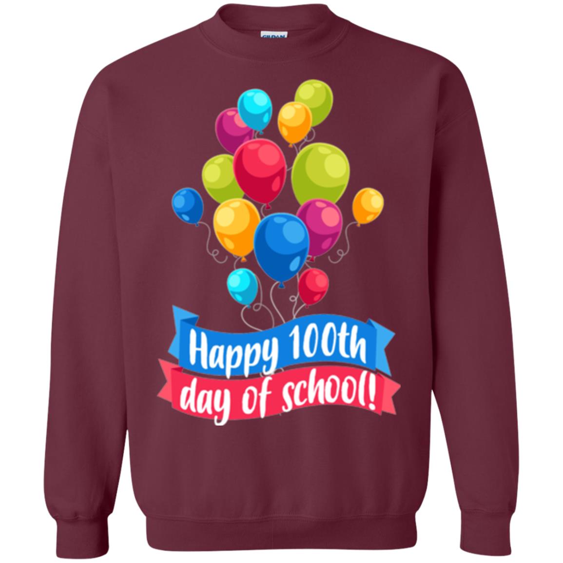 Happy 100th Day Of School Colorful Balloons Funny T-shirt Maroon