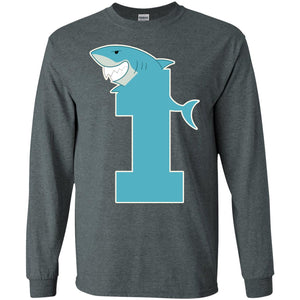 1st Birthday Shark Party ShirtG240 Gildan LS Ultra Cotton T-Shirt
