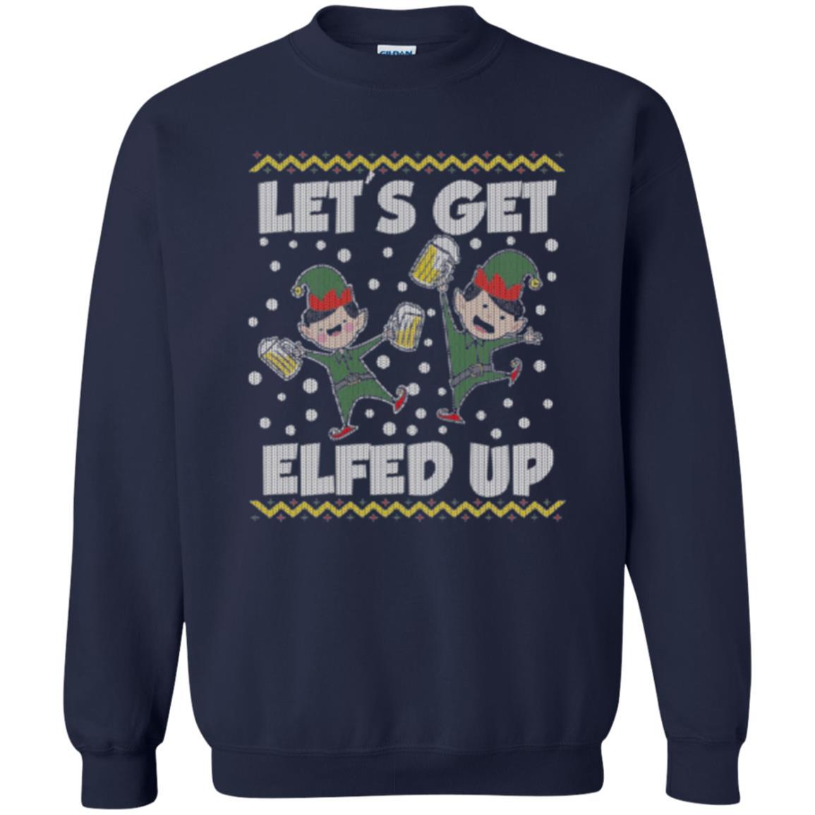 Christmas T-shirt Let's Get Elfed Up Navy