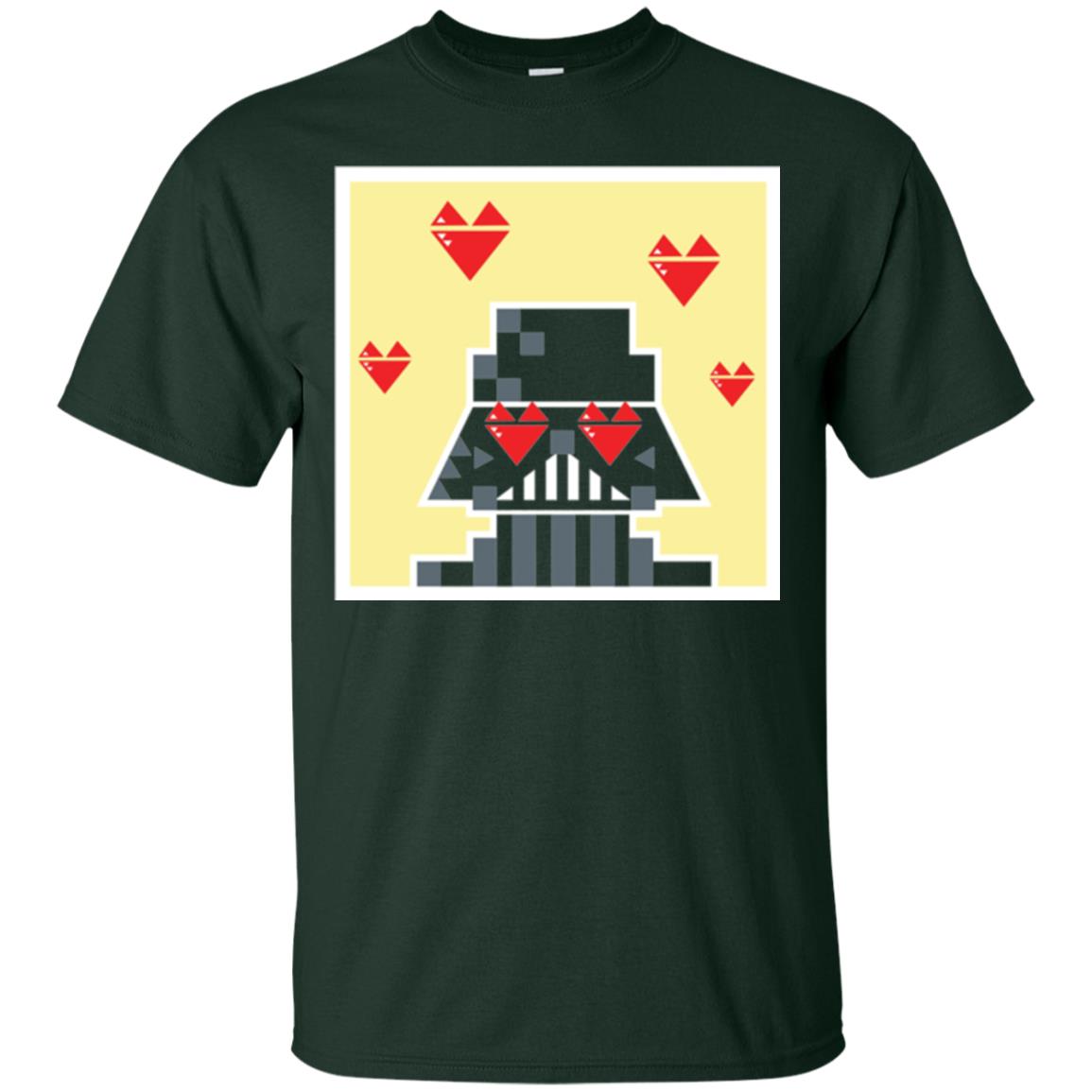 Star Wars Vader Pixel Heart Eyes Valentine_s Graphic T-shirt Forest Green
