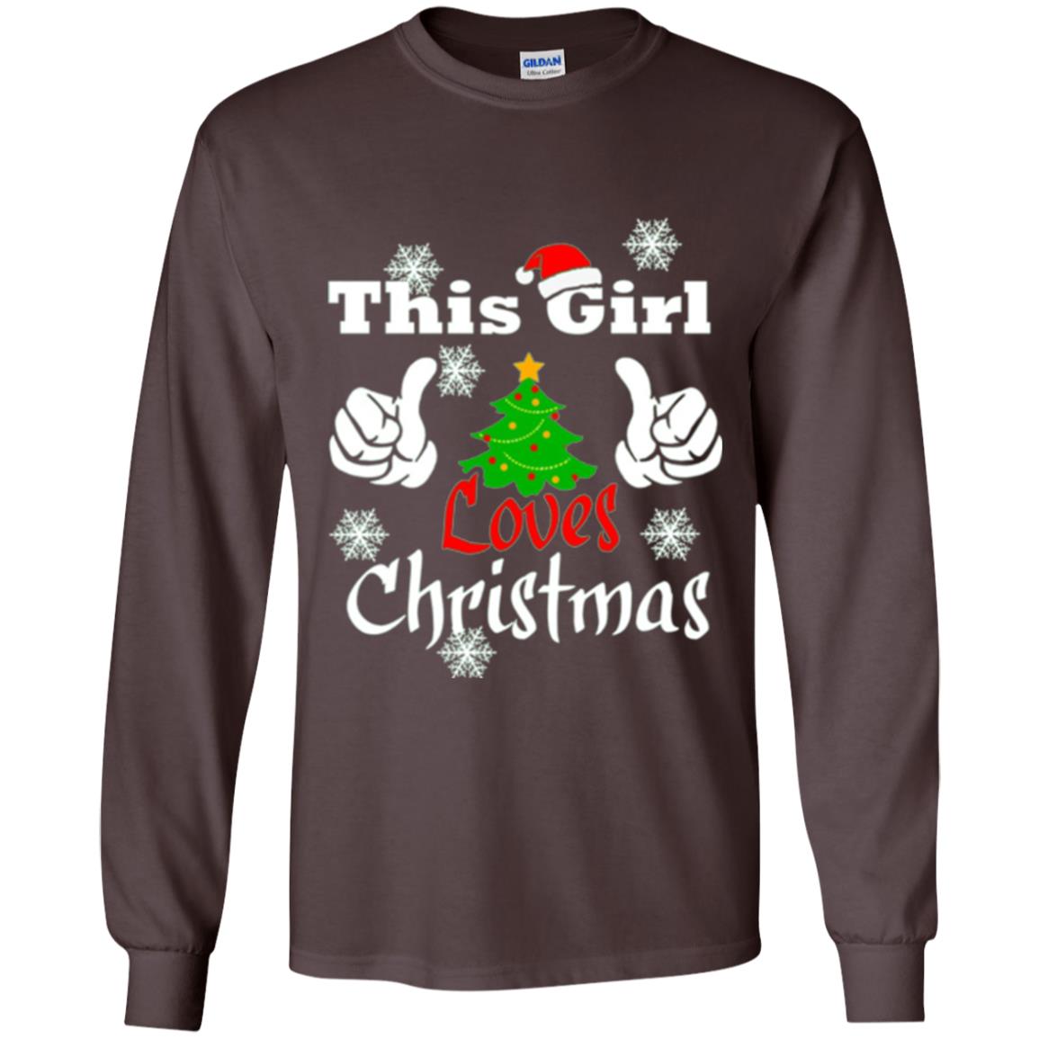 Funny Christmas This Girl Loves Christmas T-shirt Dark Chocolate