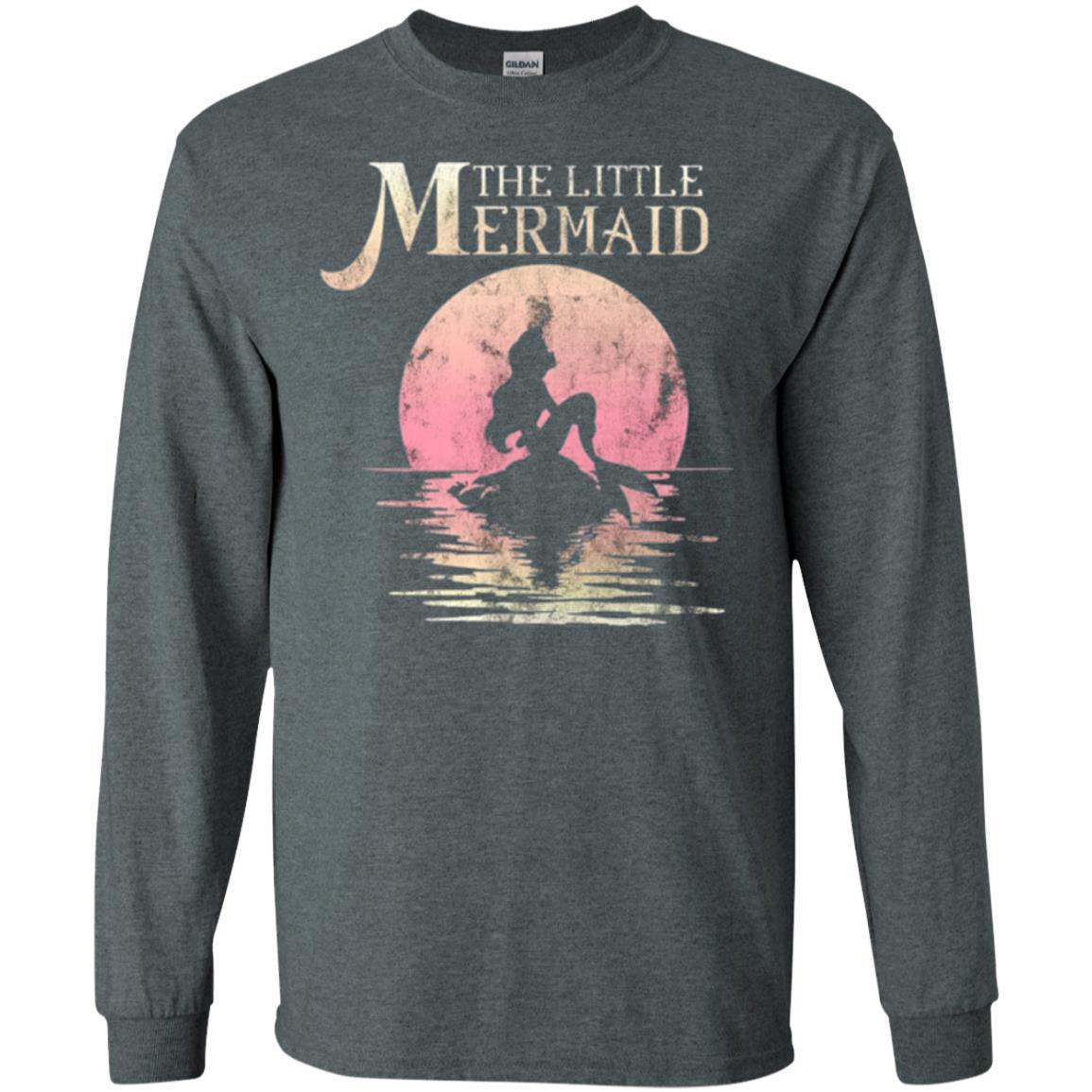 Cartoon T-shirt The Little Mermaid Ariel Rock Moon Silhouette Dark Heather
