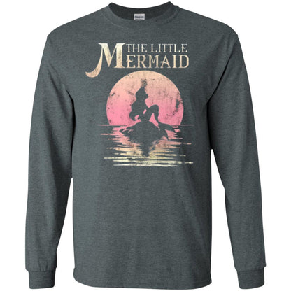 Cartoon T-shirt The Little Mermaid Ariel Rock Moon Silhouette Dark Heather