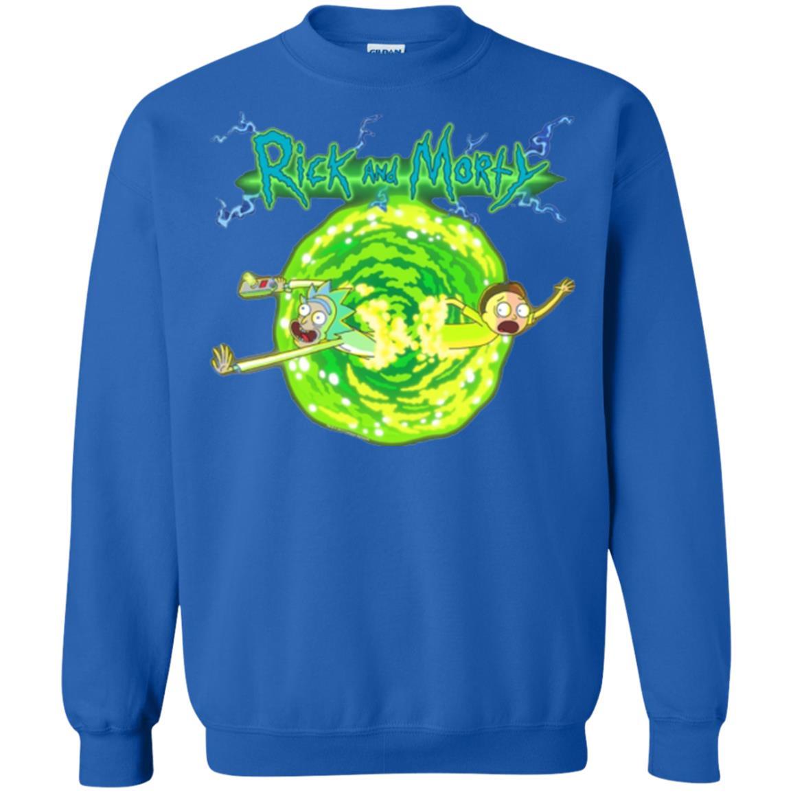 Rick Morty T-shirt Portal Glow Lightning Logo Royal