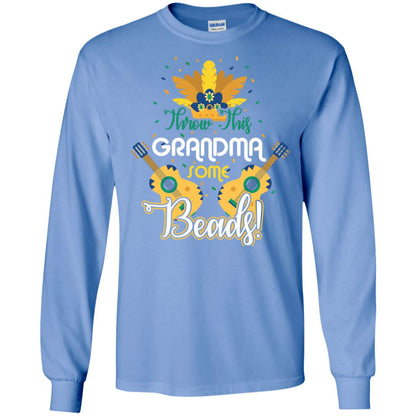 Mardi Gras T-shirt Throw This Grandma Some Beads Carolina Blue