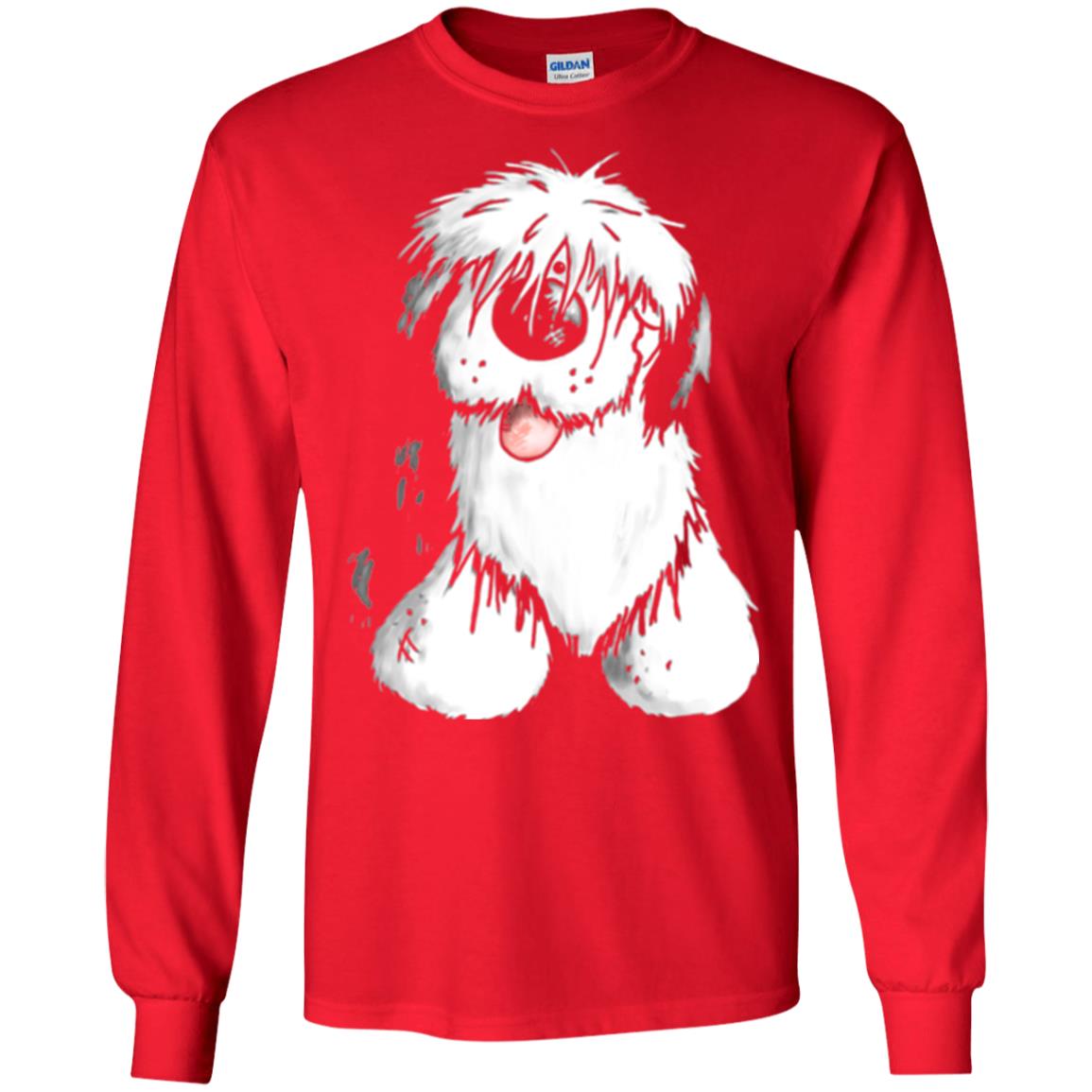 Dog Lover T-shirt Happy Old English Sheepdog Red