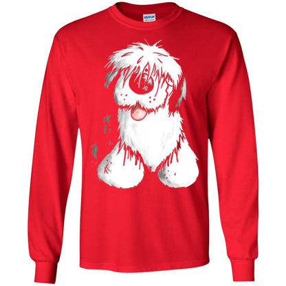 Dog Lover T-shirt Happy Old English Sheepdog Red