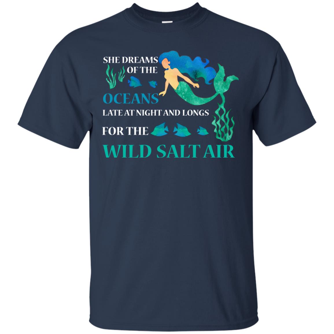 She Dreams Of The Oceans Mermaid T-shirt Navy