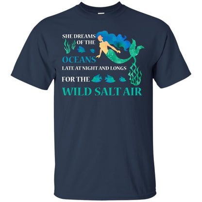 She Dreams Of The Oceans Mermaid T-shirt Navy