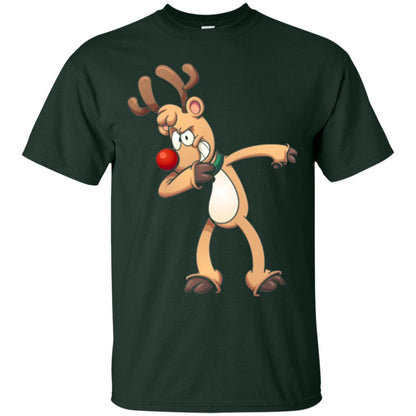 Christmas T-shirt Dabbing Reindeer Forest Green