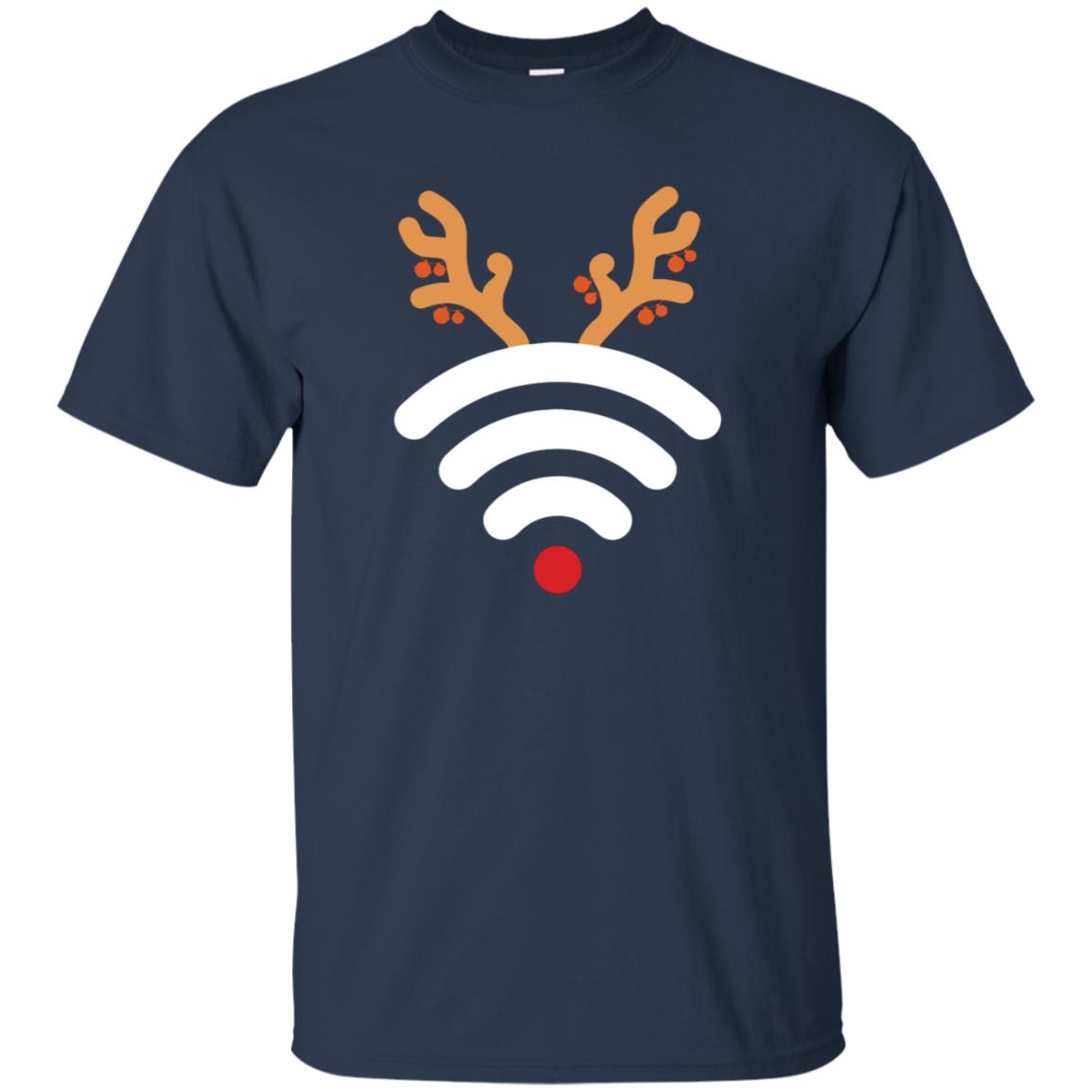 Wifi Signal Symbol Icon Reindeer X-mas Gift Shirt Navy