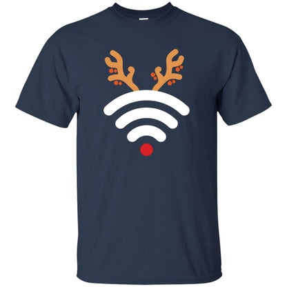 Wifi Signal Symbol Icon Reindeer X-mas Gift Shirt Navy