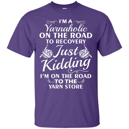 I_m A Yarnaholic On The Road Crochet Yarn T-shirt For Knitting Yarnaholic Purple