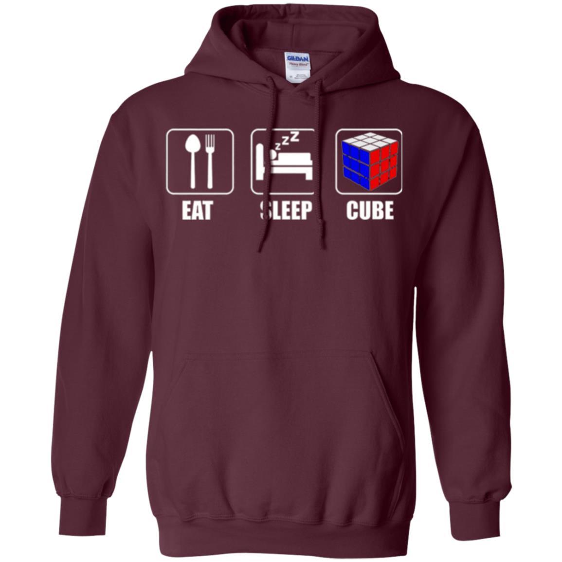 Rubik Lover T-shirt Eat Sleep Cube T-shirt Maroon