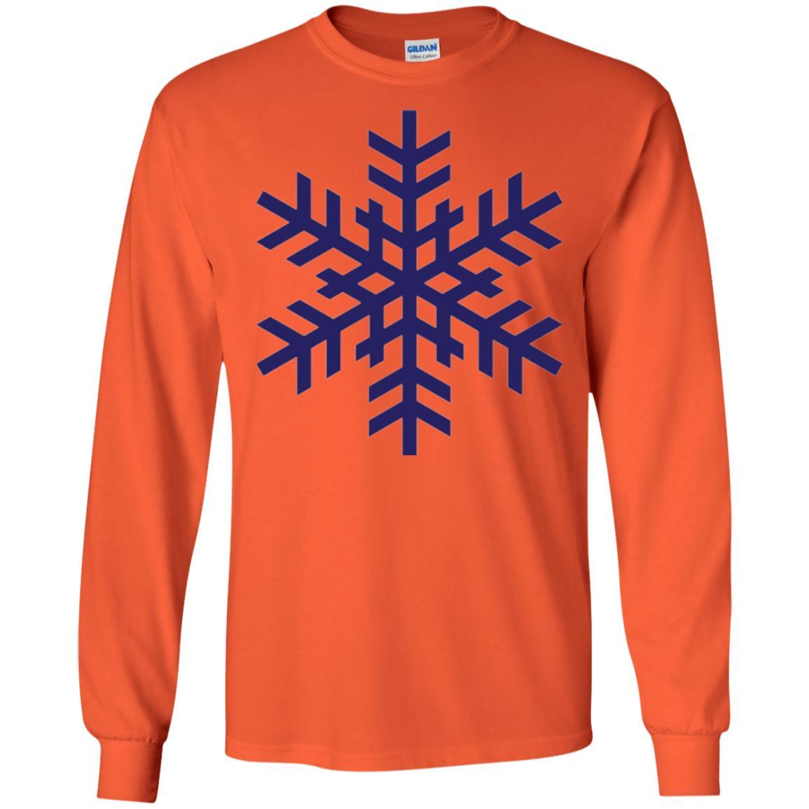Christmas T-shirt Navy Blue Snowflake T-shirt Orange
