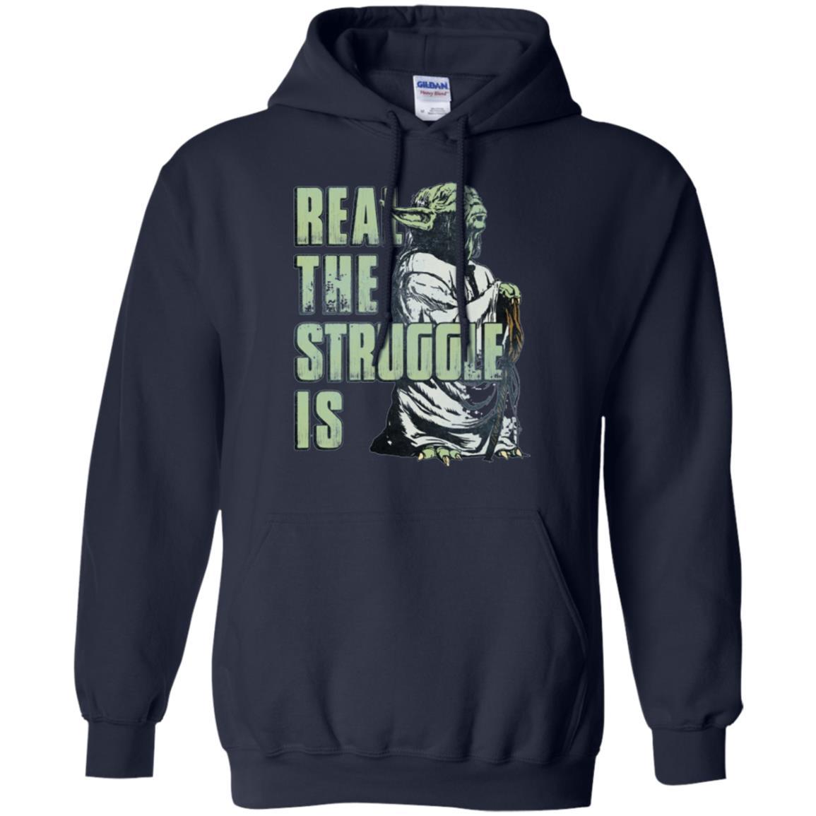 Film T-shirt Star Wars Yoda Real The Struggle Is Graphic Navy