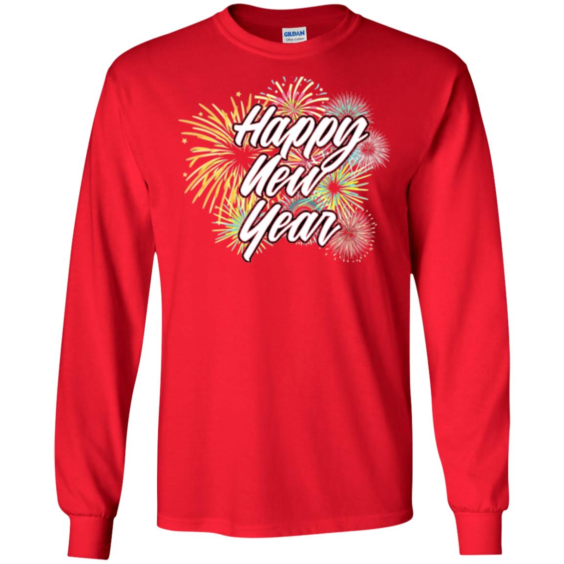 Happy New Year T-shirt Fireworks Red