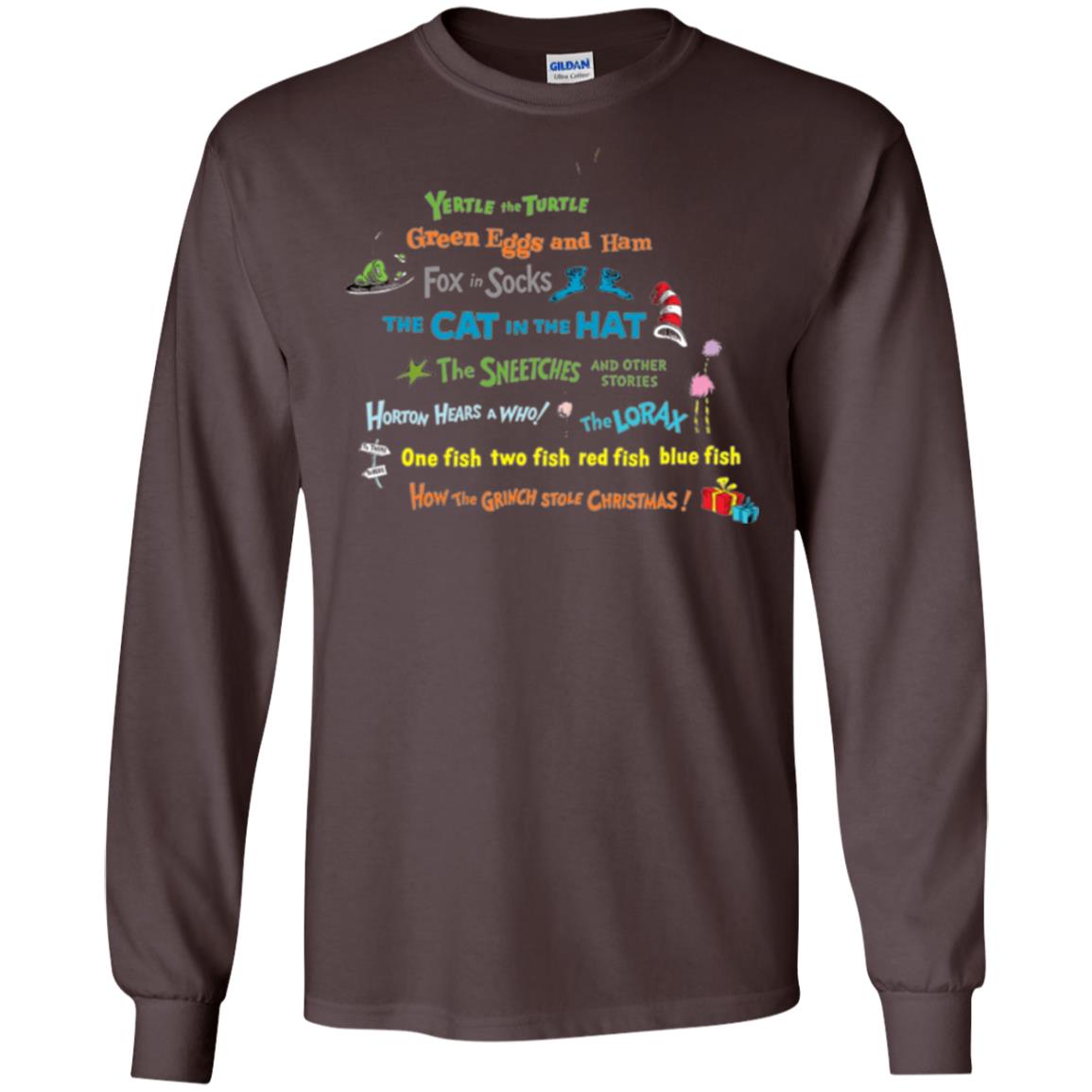 Dr. Seuss Book Title National Wear Red Day T-shirt Dark Chocolate