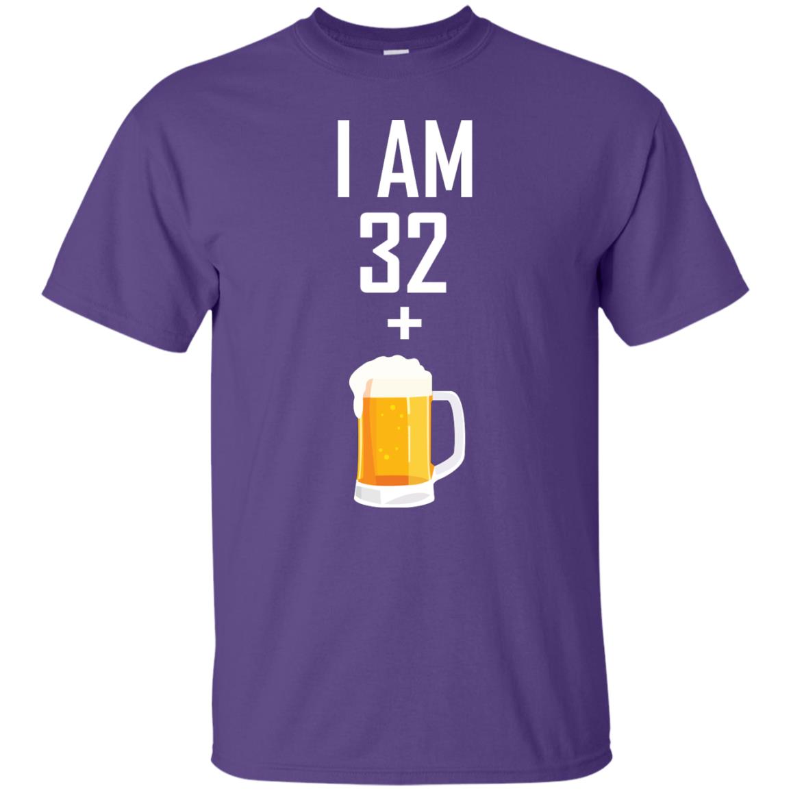 I Am 32 Plus 1 Beer 33th Birthday T-shirt Purple