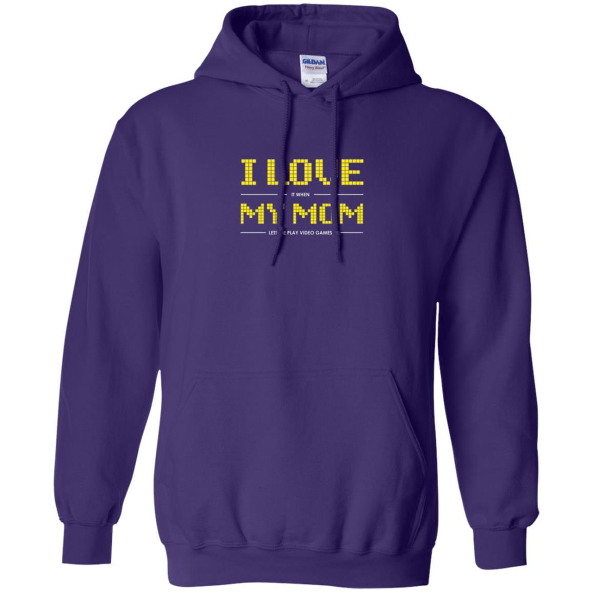 Family T-shirt I Love My Mom Let's Me Play Video Games Purple