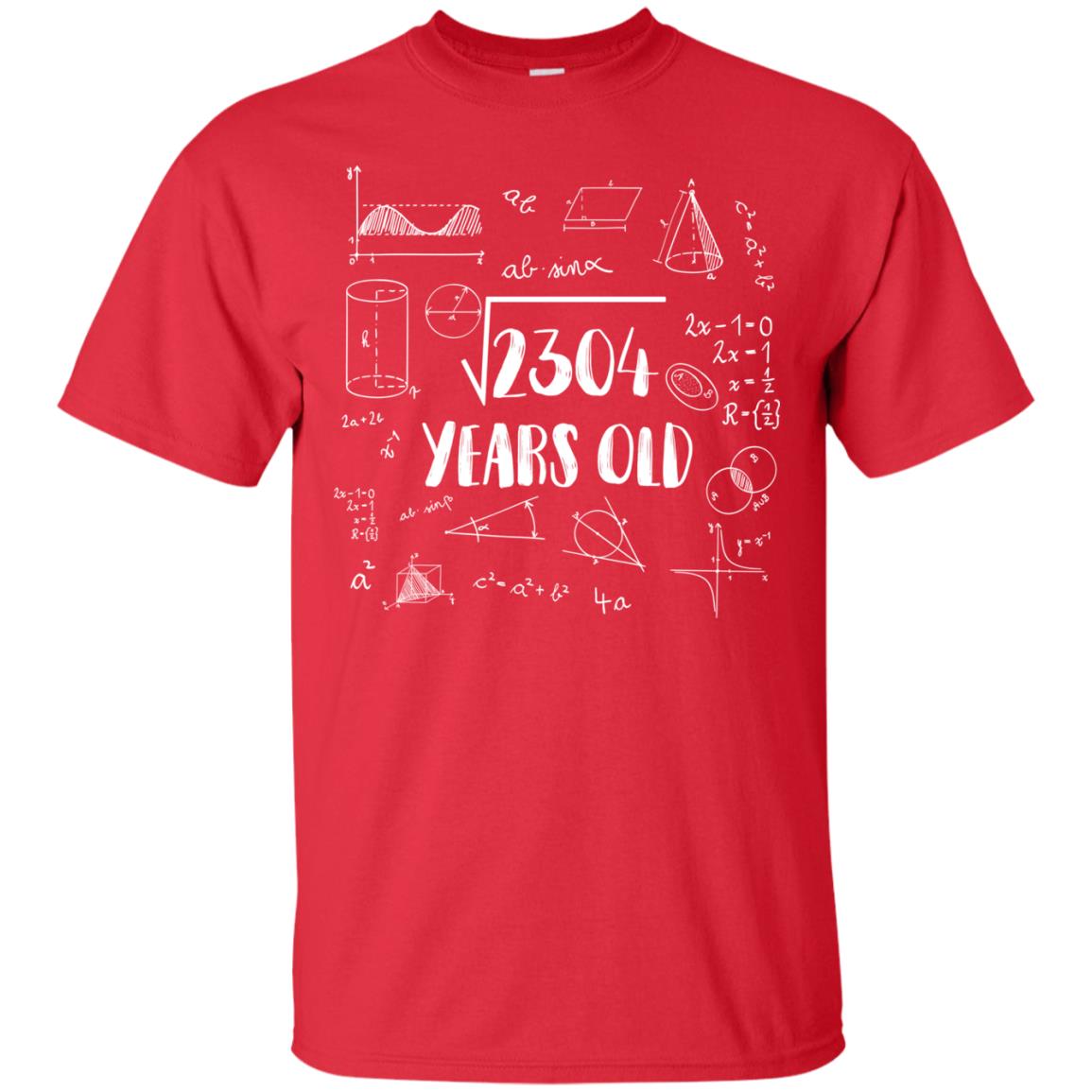 Square Root Of 2304 48th Birthday 48 Years Old Math T-shirt Red
