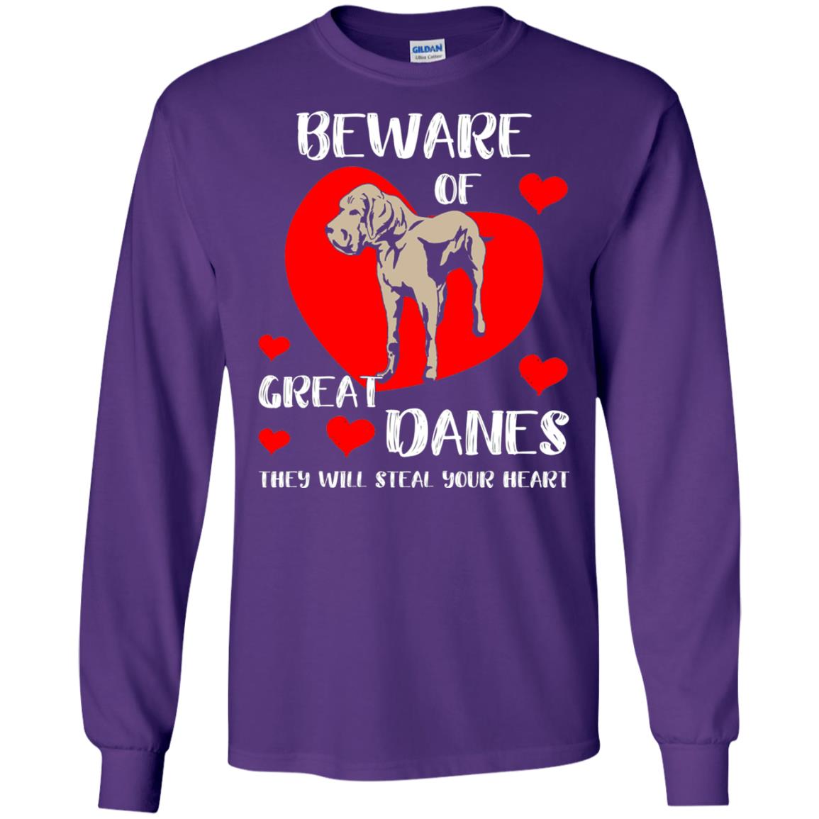 Beware Of Great Danes They Will Steal Your Heart Cute Shirt Purple