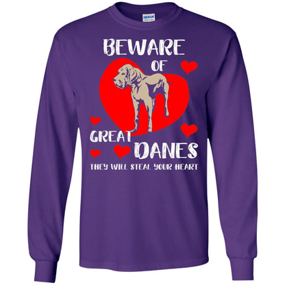 Beware Of Great Danes They Will Steal Your Heart Cute Shirt Purple