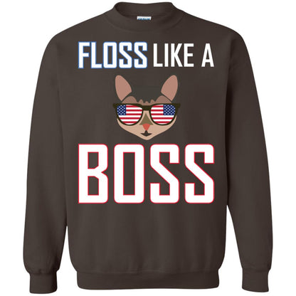 Floss Like A Boss Cat Shirt Dark Chocolate