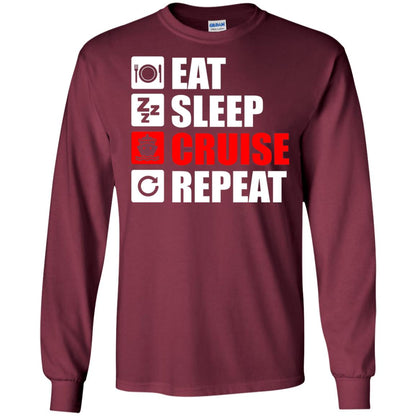 Eat Sleep Cruise Repeat Summer Vacation T-shirt Maroon