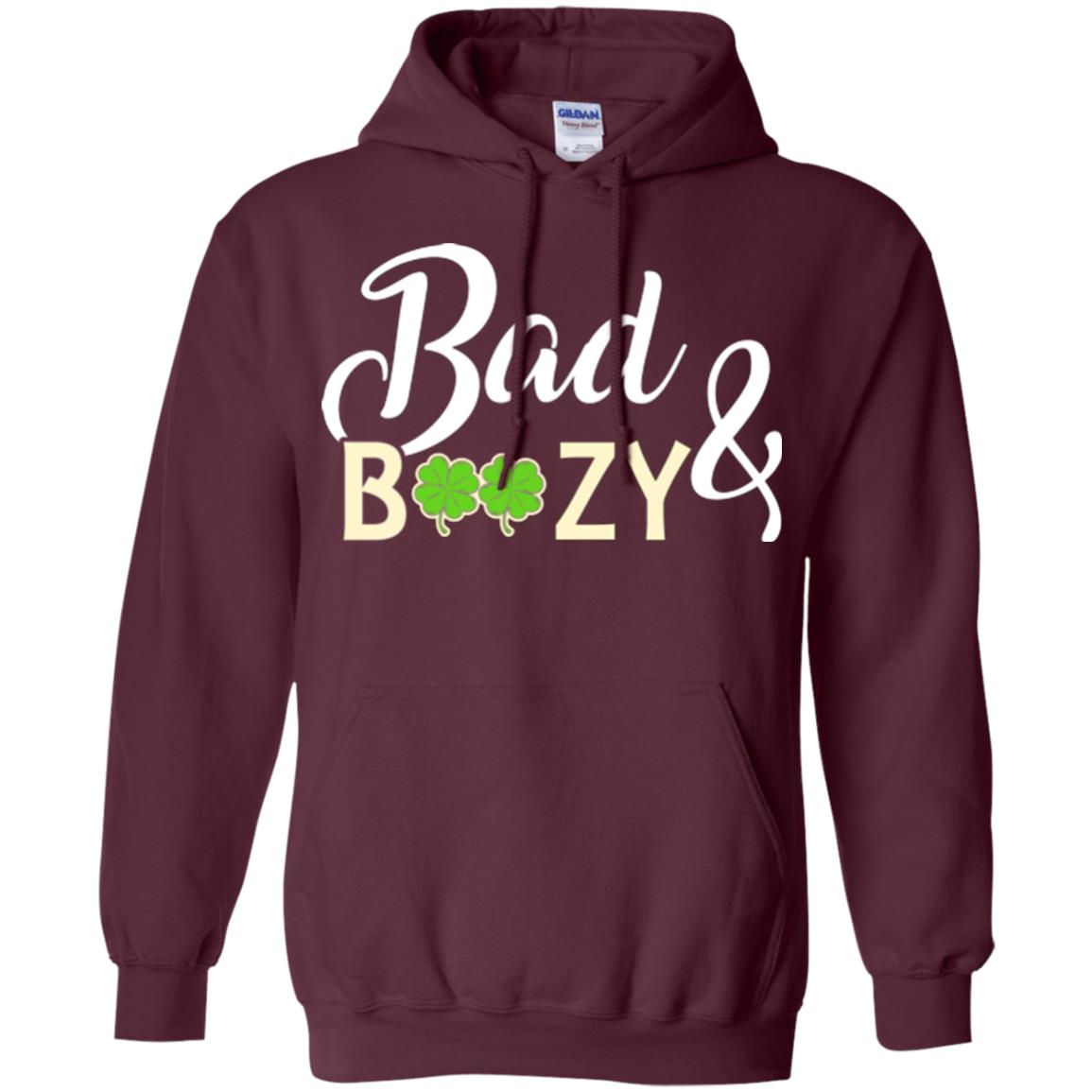 Saint Patrick's Day T-shirt Bad And Boozy Shamrock Maroon