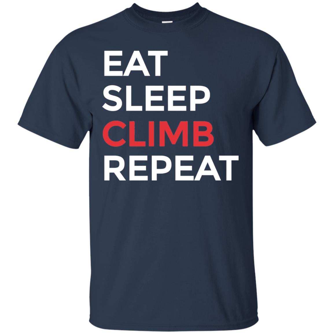 Eat Sleep Climb Repeat Mountain Climber Rock Climbing Shirt Navy