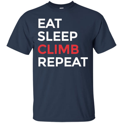 Eat Sleep Climb Repeat Mountain Climber Rock Climbing Shirt Navy