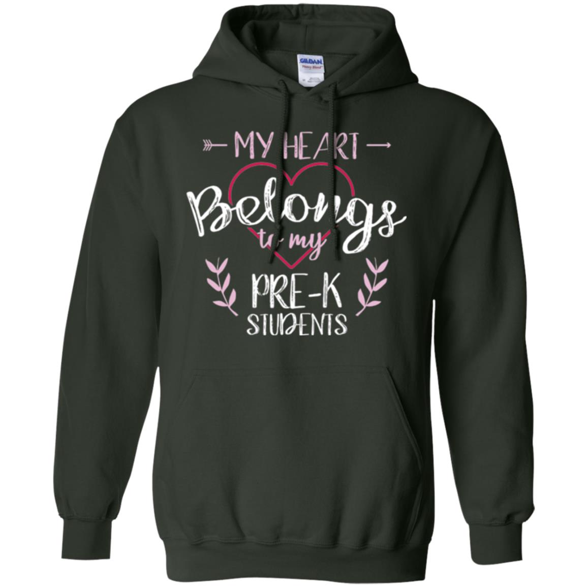 Teacher T-shirt My Heart Belongs To My Pre-k Students Forest Green