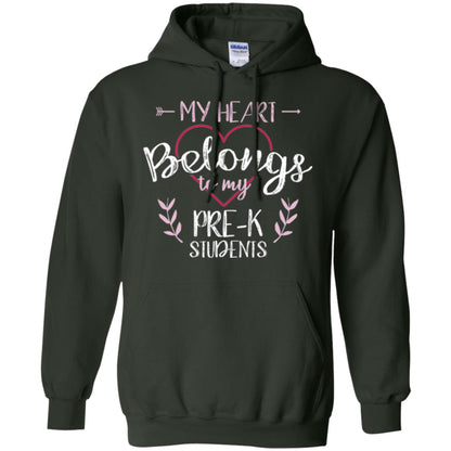 Teacher T-shirt My Heart Belongs To My Pre-k Students Forest Green