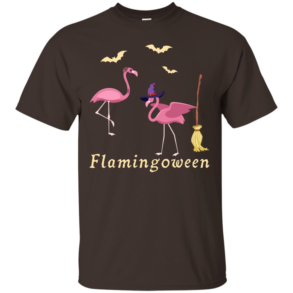 Flamingoween Flamingo Wicth Ride Stick Funny Quote On Haloween Gift Shirt Dark Chocolate