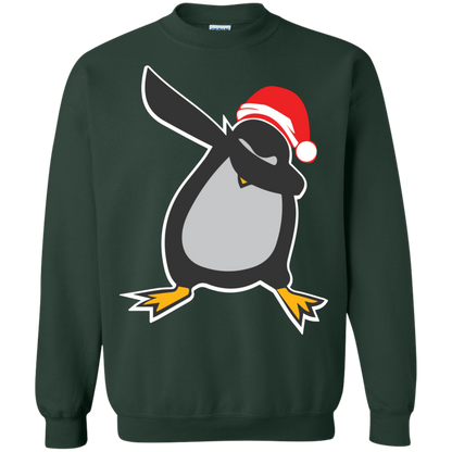 Christmas T-Shirt Dabbing Penguin Forest Green