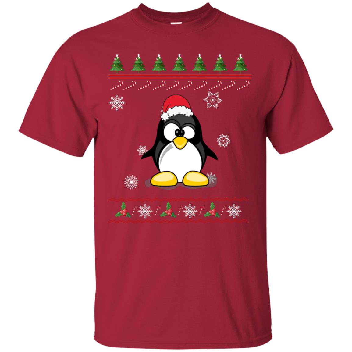 Penguin With Santa Hat Merry X-mas Ugly Christmas Gift Shirt For Mens Womens Kids Cardinal