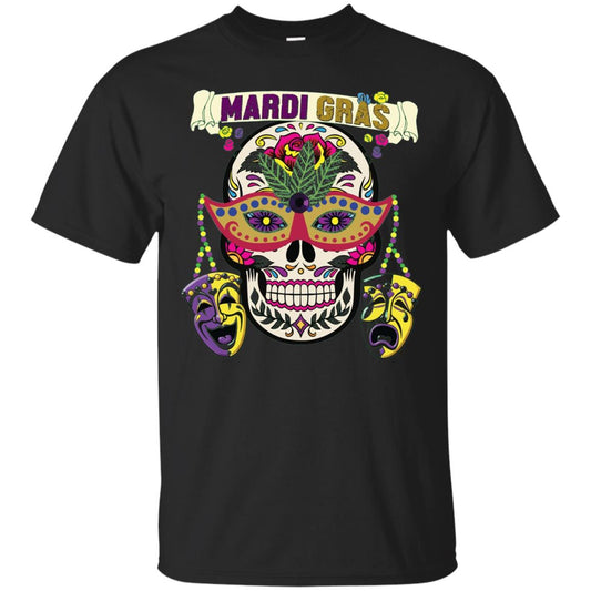 New Orleans Beads Skull Mardi Gras T-shirt Black
