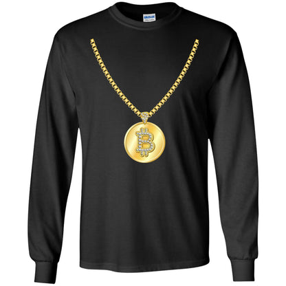 Funny Bitcoin T-shirt Gold Chain Cryptocurrency Necklace Black